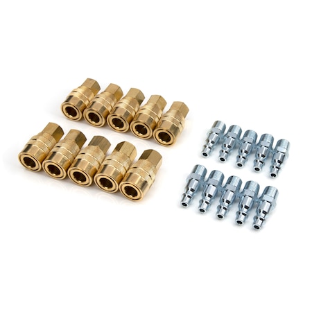 Steelman 20-Piece 1/4" NPT Solid Brass Coupler and Steel Plug Pack 99473-B